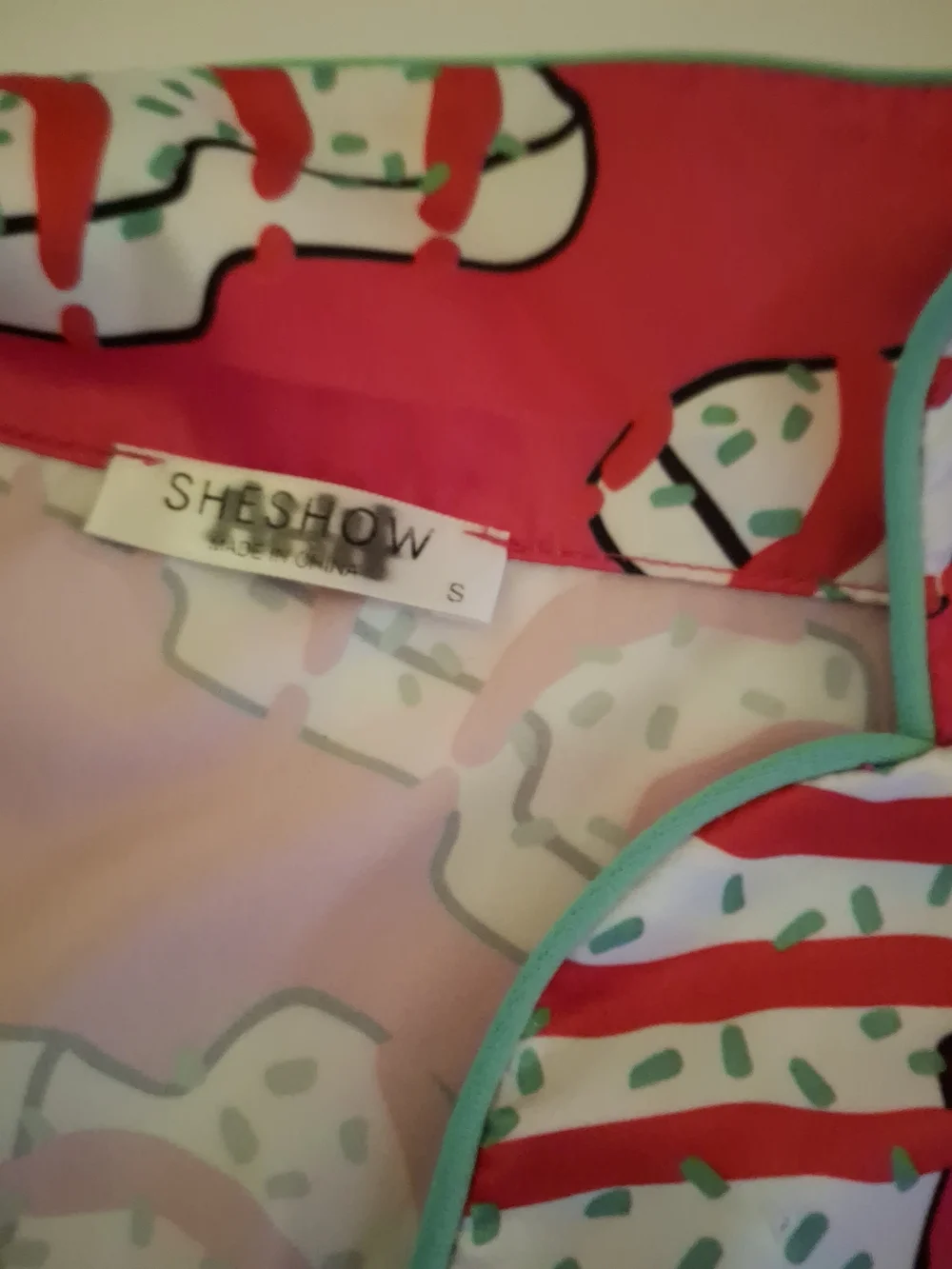 Women's Bright Pink Short Pajama Set Featuring Christmas Tree Cakes